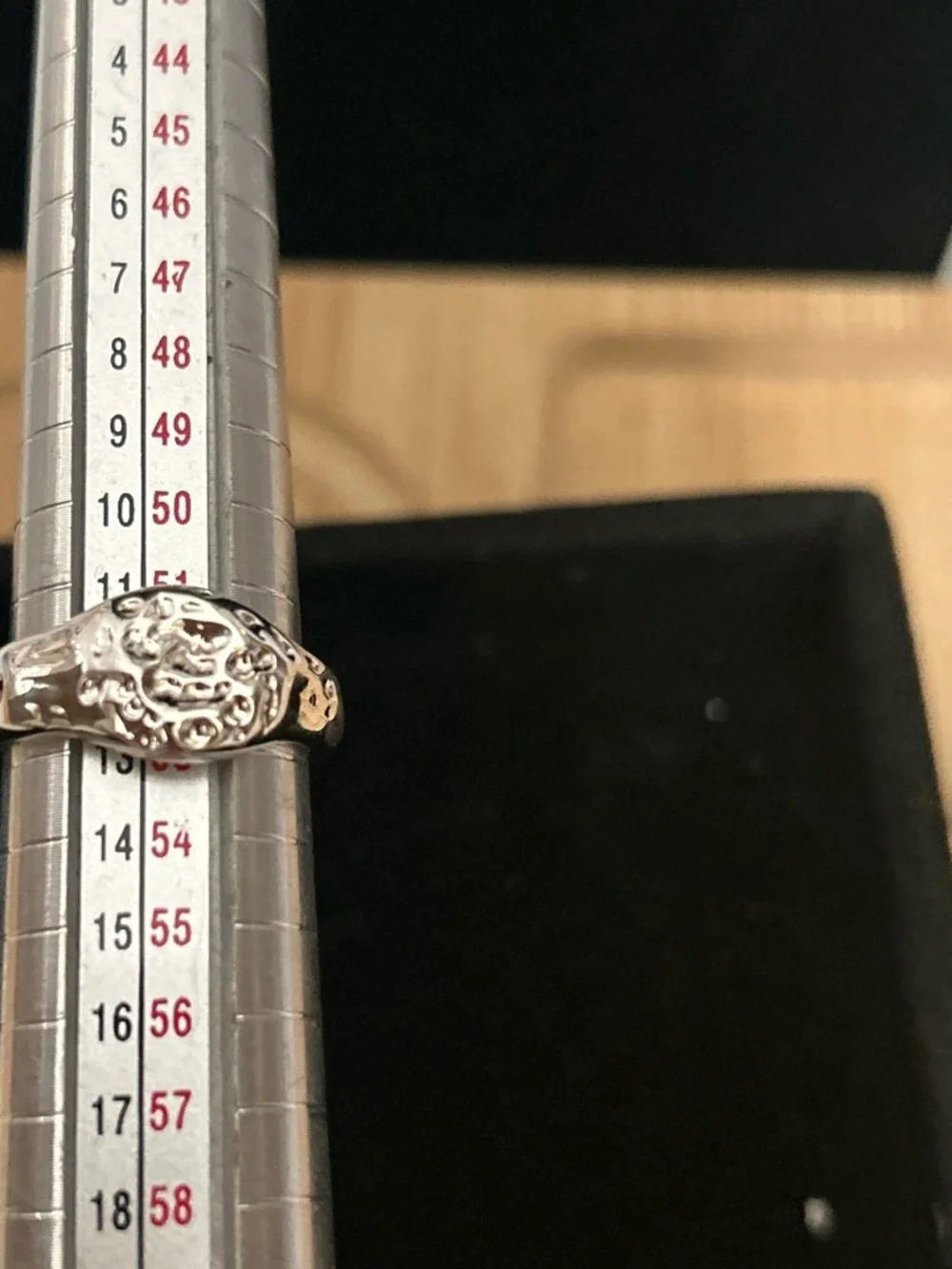 Silver color hammered tone adjustable ring- Silver